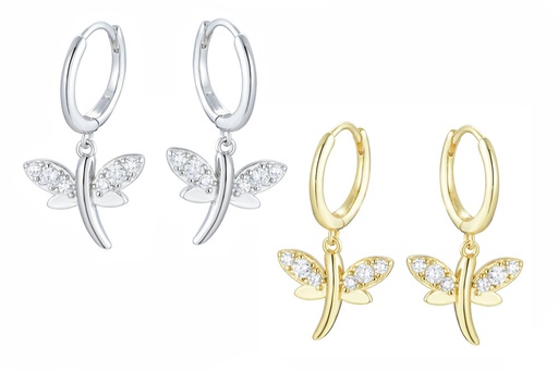 Sterling silver zirconia dragon-fly earring