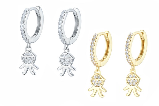 Sterling silver zirconia boy earring