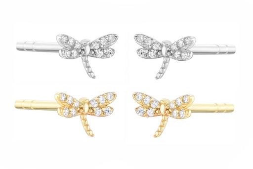 Sterling silver zirconia dragon-fly earring