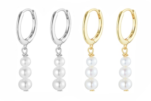 Sterling silver with three pearls earring