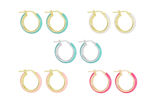 Sterling silver hoop earring enameled