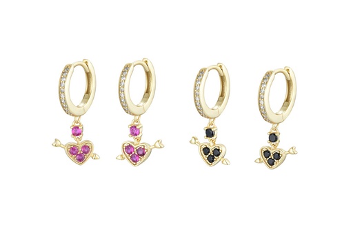 Aro plata 925 con zirconitas blancas corazon flechado