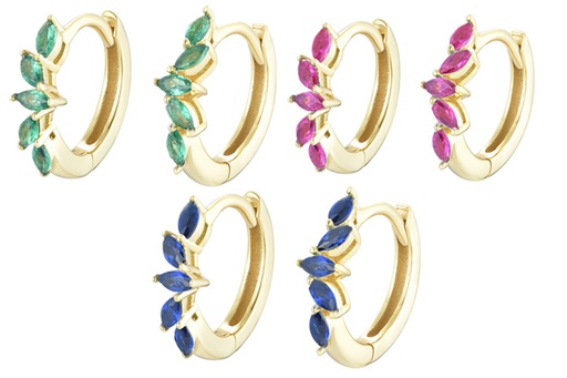 Pendiente aro plata 925 hojas zirconita