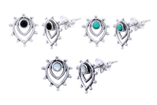 Pendiente plata 925 motivo arabe piedra