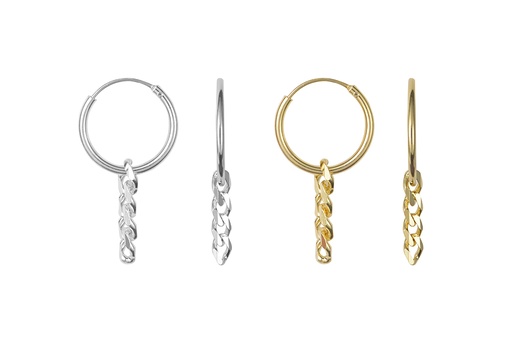 Sterling silver chain earring hoop