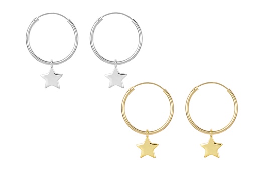 Sterling silver star earring hoop