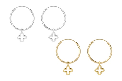 Sterling silver cross earring hoop