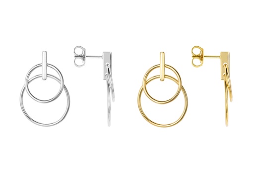 Sterling silver double ring 12/16mm earring