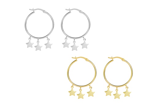 Aro plata 925 3 estrellas