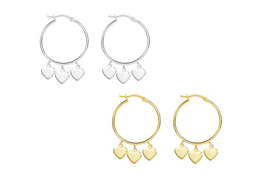 Aro plata 925 3 corazones