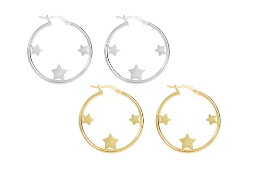 Sterling silver 3 stars earring hoop