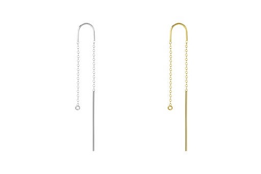 Sterling silver bar ring and chain earring