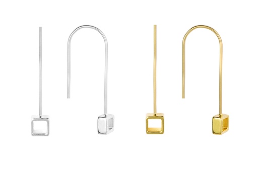 Sterling silver mini cube earring