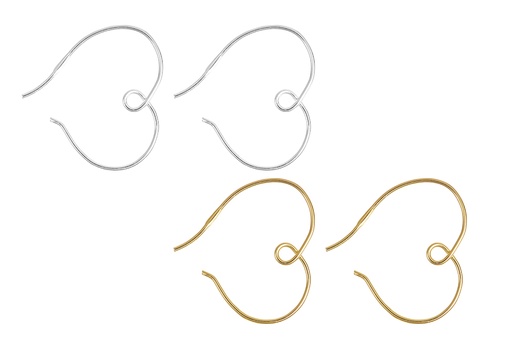 Sterling silver wire 0.8mm heart earring