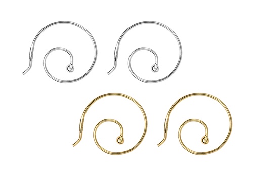 Sterling silver spiral 2mm bead earring hoop