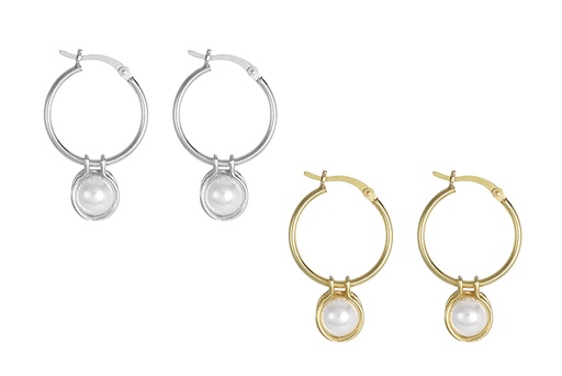 Sterling silver pearl earring hoop