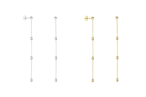 Pendiente plata 925 cadena forzada bola 4mm y ovalo 3x5mm