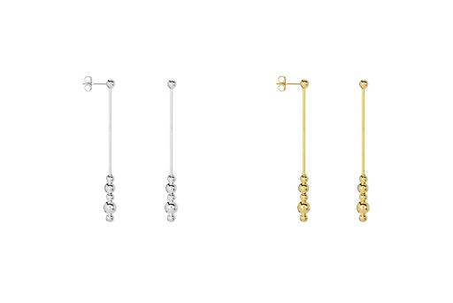 Sterling silver snake chain with 3, 4 and 5mm beads earring