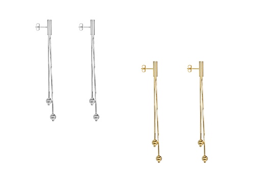 Pendiente plata 925 snake con tubo 3x10mm y bola 4mm