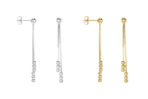 Pendiente plata 925 snake con tres bolitas 3mm