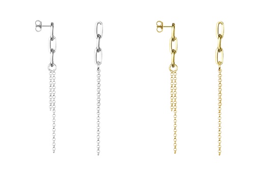 Sterling silver links and rolo chain earring