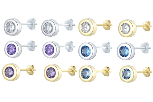 Sterling silver zirconia 8mm earring