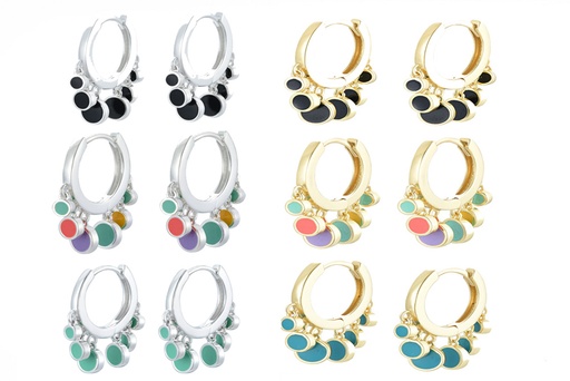 Sterling silver enamel earring hooop