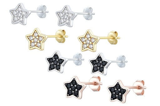 Sterling silver star zirconia earring