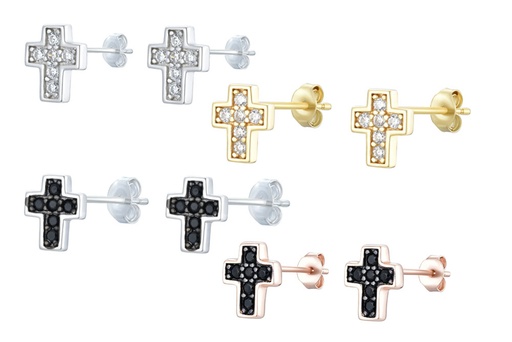 Sterling silver zirconia cross earring