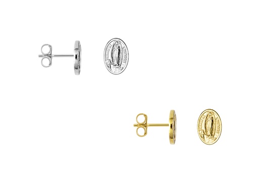 Pendiente plata 925 ovalado virgen de lourdes