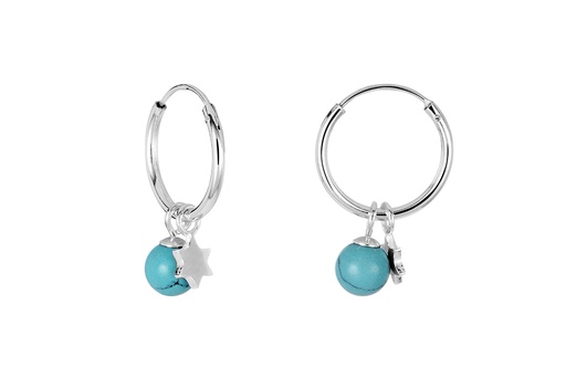 [15719EE150GTUPL] Sterling silver star & bead earring hoop