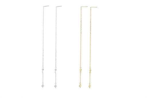 Sterling silver compass rose earring chain