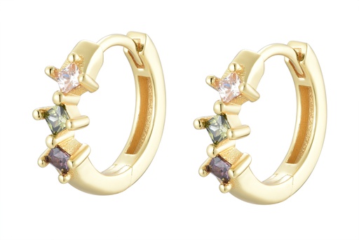 [15754EZMXDO] Sterling silver mix zirconia hoop earring