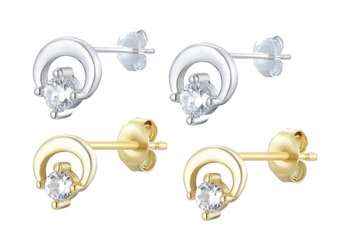 Sterling silver mini horn zirconia earring