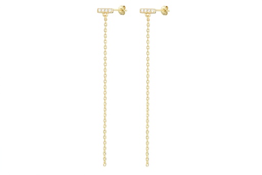 [15764EZBLDO] Pendiente plata 925 mini barra 2x6mm zirconita con cadena