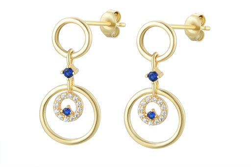 [15766EZZADO] Sterling silver three circles zirconia earring