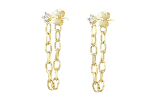 [15767EZBLDO] Sterling silver chain with zirconia 3mm earring