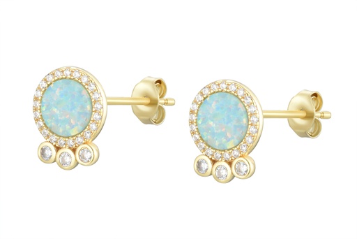 [15771EROPDO] Sterling silver opal & cz earring