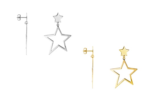 Pendiente plata 925 estrellas