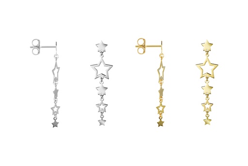 Sterling silver five stars earring