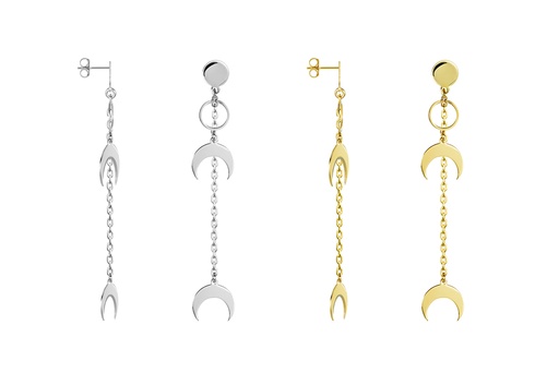 Sterling silver two horns & chain earring