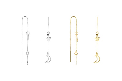 Sterling silver moon & star earring