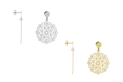 Sterling silver flower mandala earring