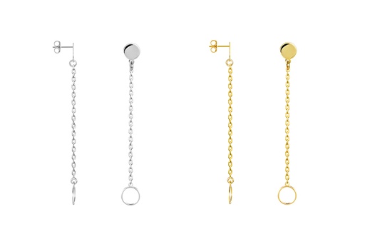 Sterling silver circle & chain earring