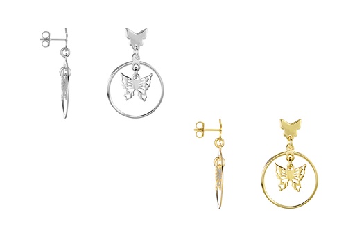 Sterling silver circle butterfly earring
