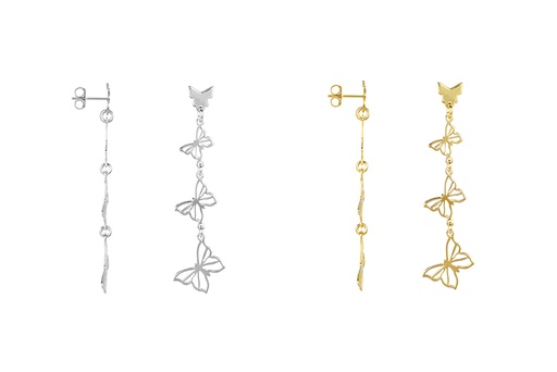 Sterling silver four butterflies earring