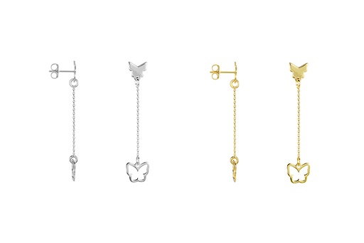 Pendiente plata 925 dos mariposas con cadena