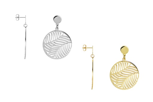 Sterling silver leafes in circle earring