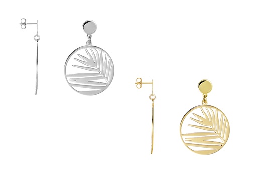 Sterling silver circle leaf earring