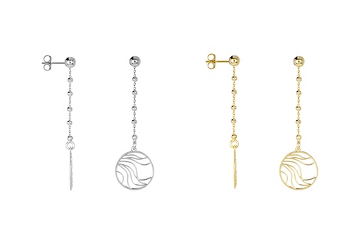 Sterling silver circle bead chain earring